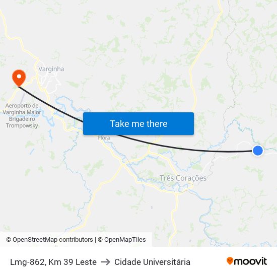 Lmg-862, Km 39 Leste to Cidade Universitária map