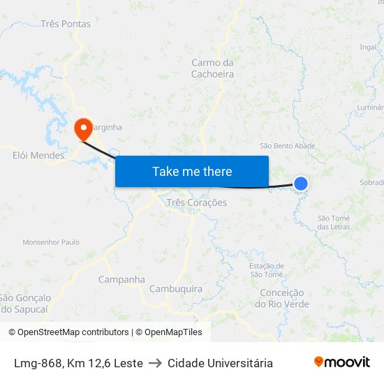 Lmg-868, Km 12,6 Leste to Cidade Universitária map