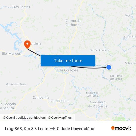 Lmg-868, Km 8,8 Leste to Cidade Universitária map