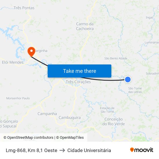 Lmg-868, Km 8,1 Oeste to Cidade Universitária map