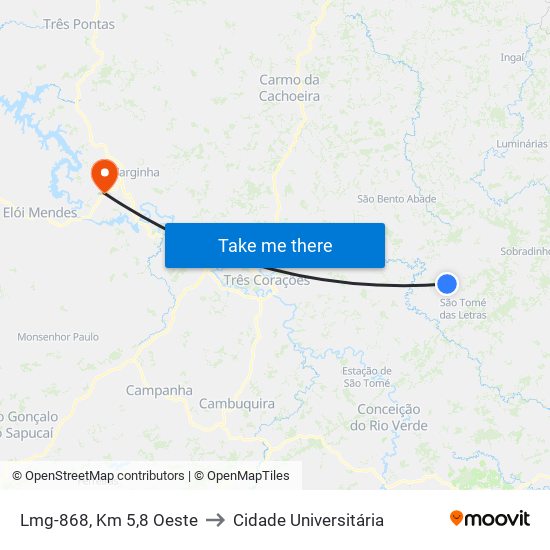 Lmg-868, Km 5,8 Oeste to Cidade Universitária map