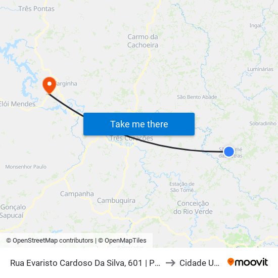 Rua Evaristo Cardoso Da Silva, 601 | Portal De São Thomé Das Letras to Cidade Universitária map