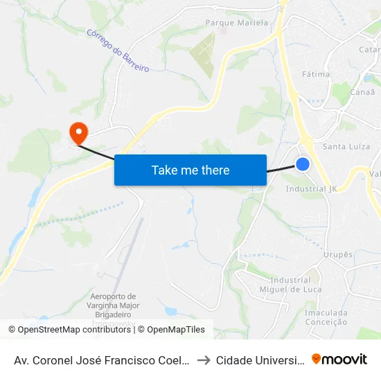 Av. Coronel José Francisco Coelho, 986 to Cidade Universitária map