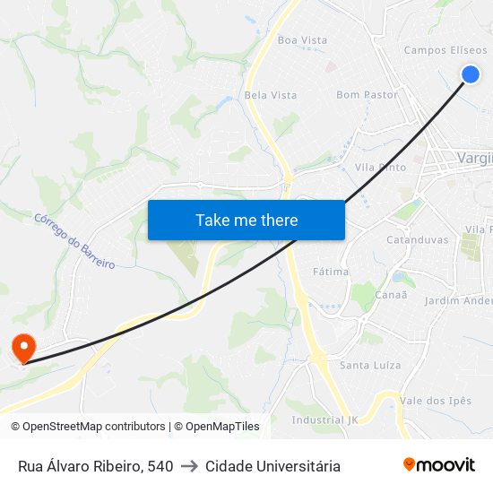 Rua Álvaro Ribeiro, 540 to Cidade Universitária map