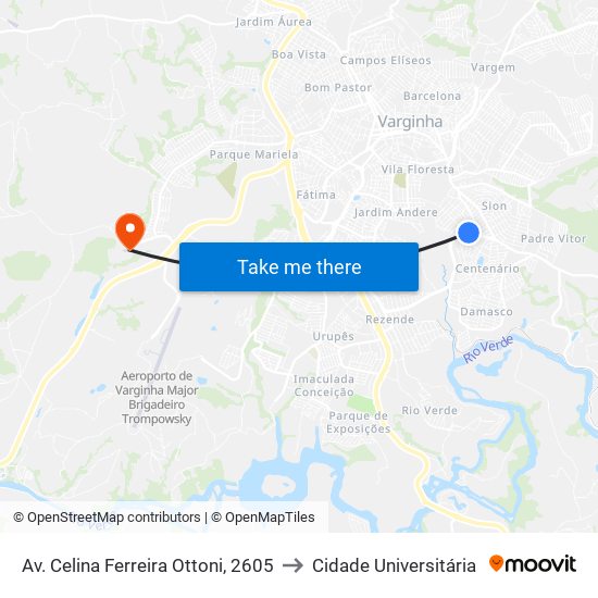 Av. Celina Ferreira Ottoni, 2605 to Cidade Universitária map