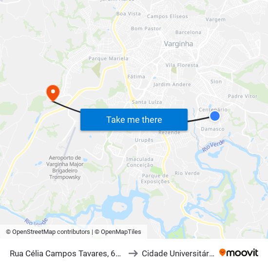 Rua Célia Campos Tavares, 645 to Cidade Universitária map