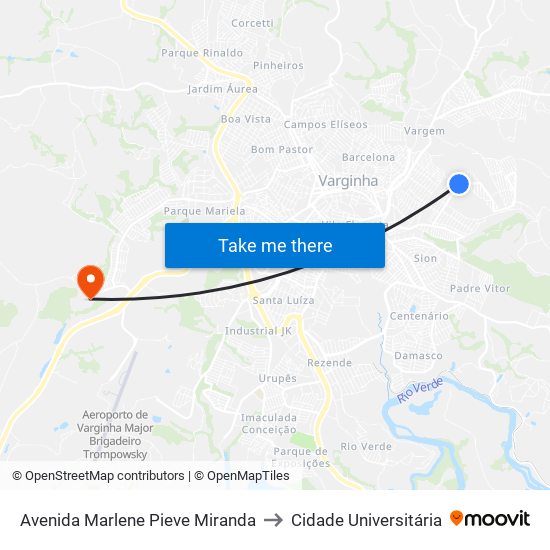 Avenida Marlene Pieve Miranda to Cidade Universitária map