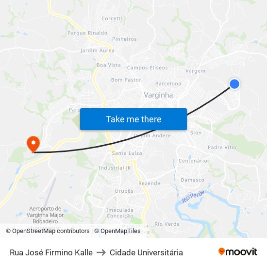 Rua José Firmino Kalle to Cidade Universitária map