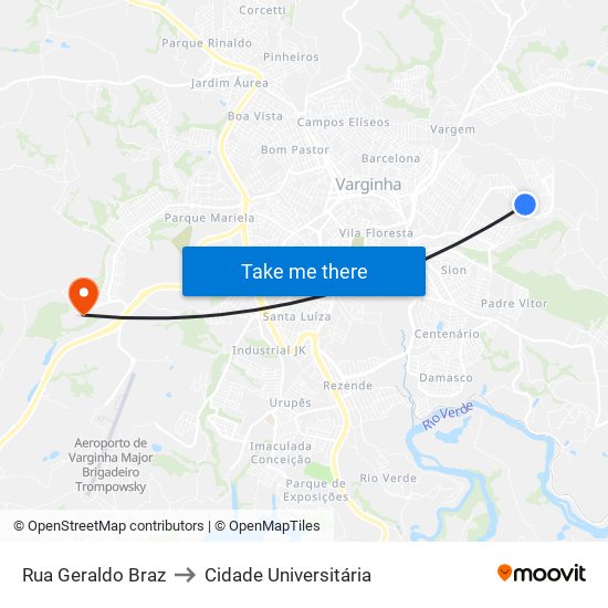 Rua Geraldo Braz to Cidade Universitária map