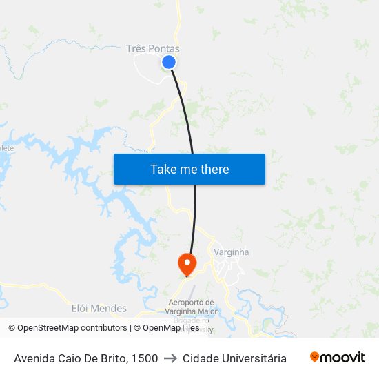 Avenida Caio De Brito, 1500 to Cidade Universitária map