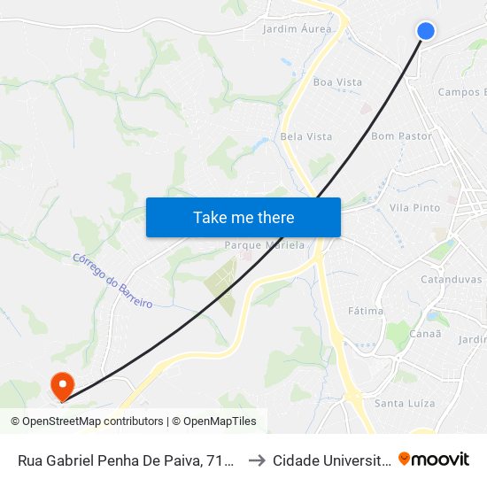 Rua Gabriel Penha De Paiva, 710 | Abc to Cidade Universitária map
