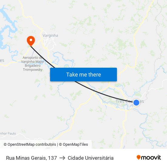 Rua Minas Gerais, 137 to Cidade Universitária map