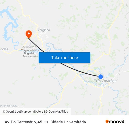 Av. Do Centenário, 45 to Cidade Universitária map