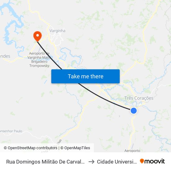 Rua Domingos Militão De Carvalho, 220 to Cidade Universitária map