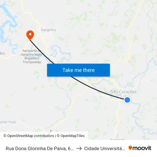 Rua Dona Glorinha De Paiva, 655 to Cidade Universitária map
