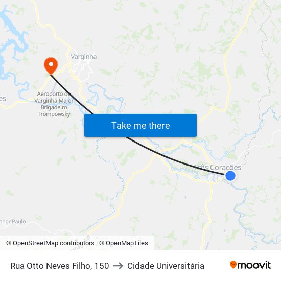 Rua Otto Neves Filho, 150 to Cidade Universitária map