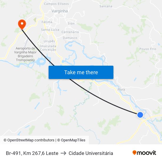 Br-491, Km 267,6 Leste to Cidade Universitária map