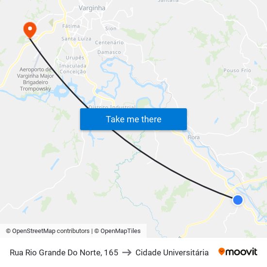 Rua Rio Grande Do Norte, 165 to Cidade Universitária map