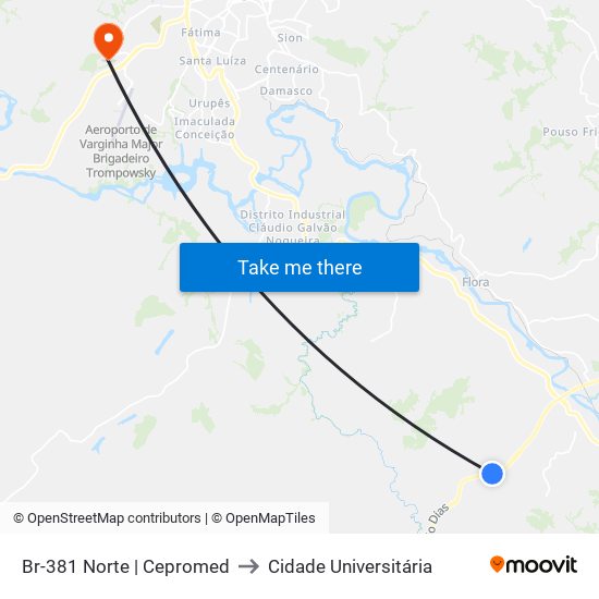 Br-381 Norte | Cepromed to Cidade Universitária map