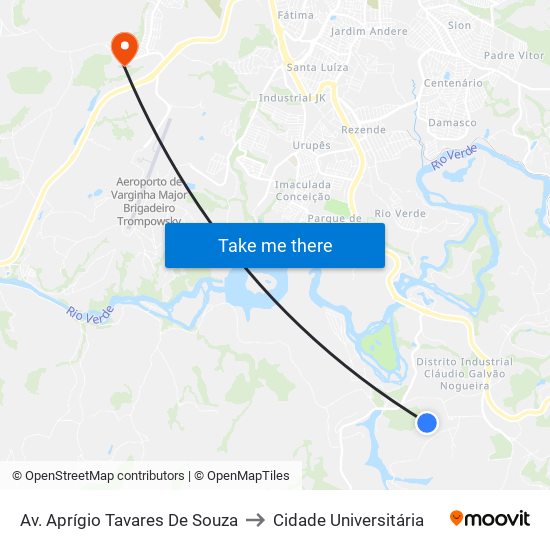 Av. Aprígio Tavares De Souza to Cidade Universitária map
