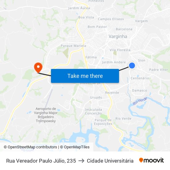 Rua Vereador Paulo Júlio, 235 to Cidade Universitária map