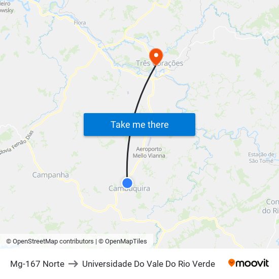 Mg-167 Norte to Universidade Do Vale Do Rio Verde map