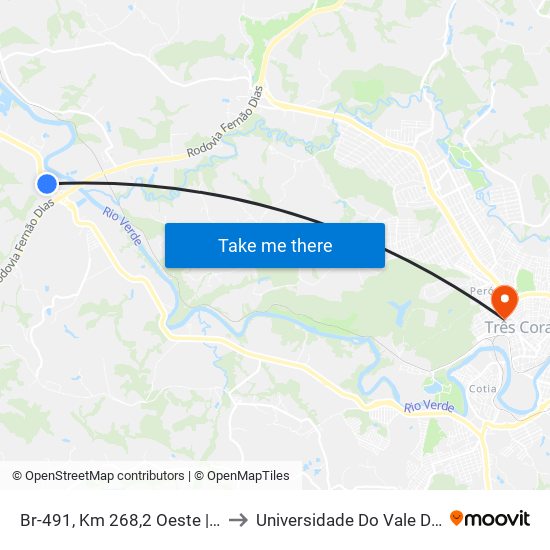 Br-491, Km 268,2 Oeste | Entr. Br-381 to Universidade Do Vale Do Rio Verde map
