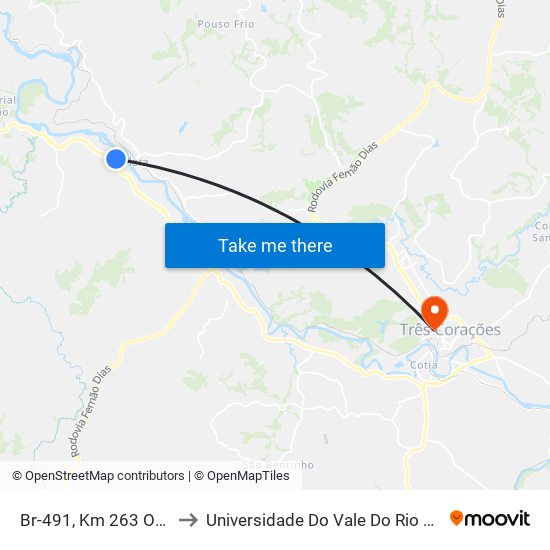 Br-491, Km 263 Oeste to Universidade Do Vale Do Rio Verde map
