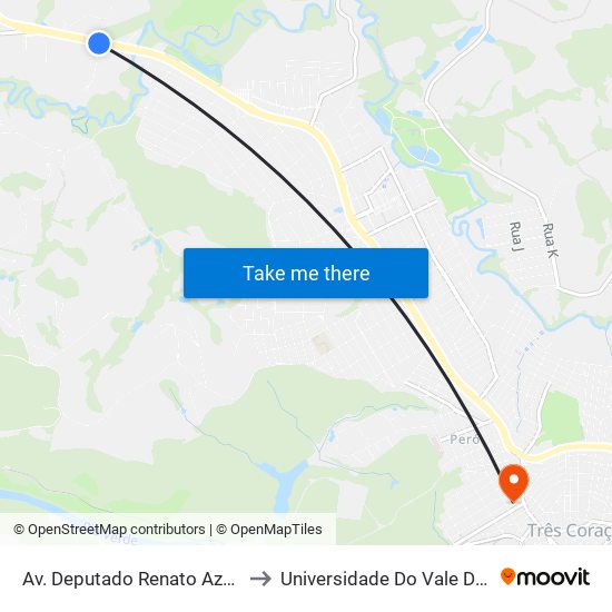 Av. Deputado Renato Azeredo, 4701 to Universidade Do Vale Do Rio Verde map