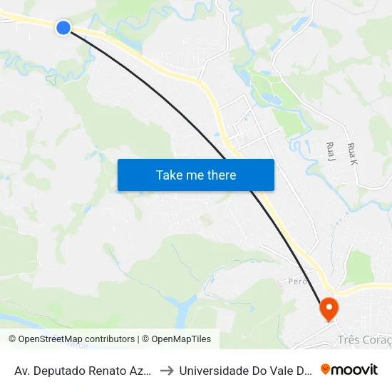 Av. Deputado Renato Azeredo, 4701 to Universidade Do Vale Do Rio Verde map