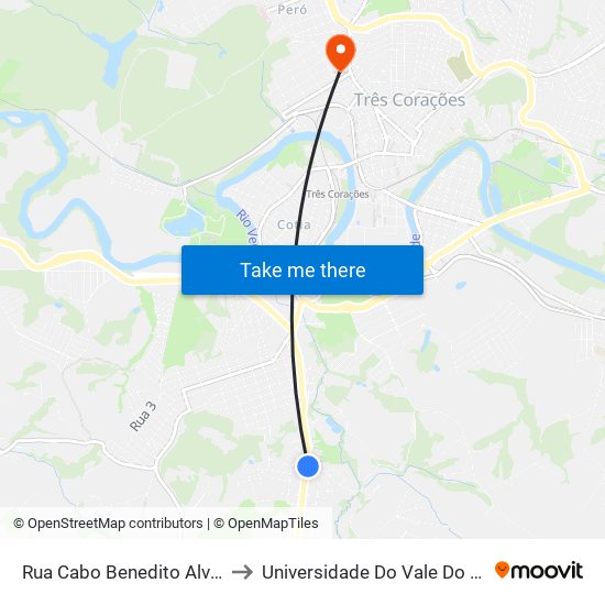 Rua Cabo Benedito Alves, 2893 to Universidade Do Vale Do Rio Verde map