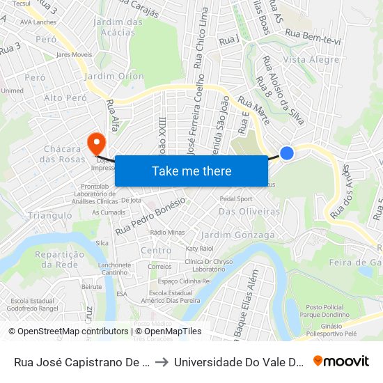 Rua José Capistrano De Souza, 220 to Universidade Do Vale Do Rio Verde map