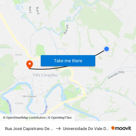 Rua José Capistrano De Souza, 2006 to Universidade Do Vale Do Rio Verde map