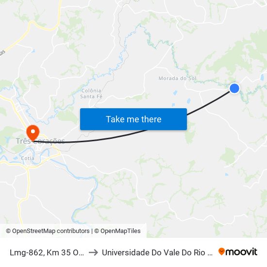 Lmg-862, Km 35 Oeste to Universidade Do Vale Do Rio Verde map