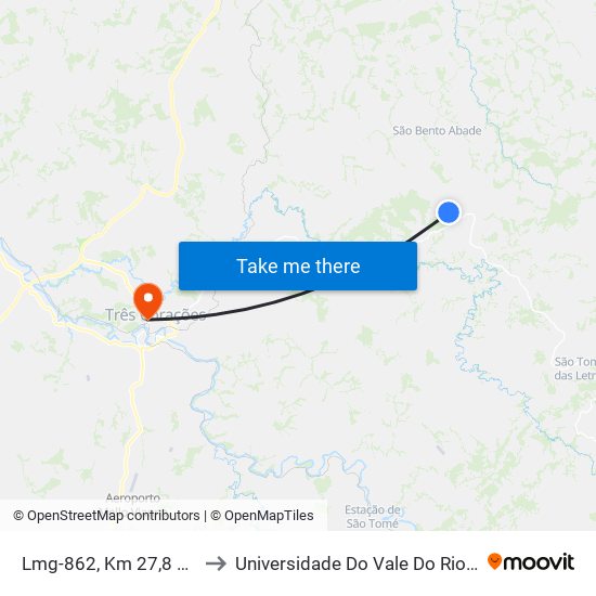 Lmg-862, Km 27,8 Oeste to Universidade Do Vale Do Rio Verde map
