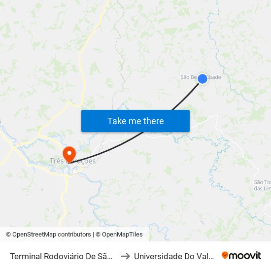 Terminal Rodoviário De São Bento Do Abade to Universidade Do Vale Do Rio Verde map