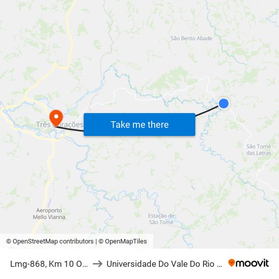Lmg-868, Km 10 Oeste to Universidade Do Vale Do Rio Verde map