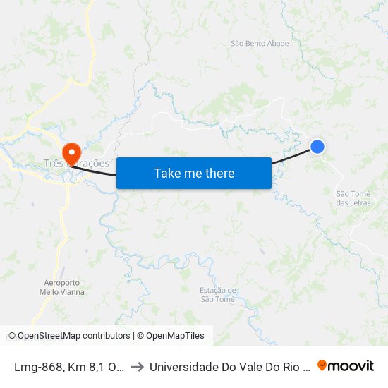 Lmg-868, Km 8,1 Oeste to Universidade Do Vale Do Rio Verde map