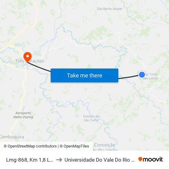 Lmg-868, Km 1,8 Leste to Universidade Do Vale Do Rio Verde map