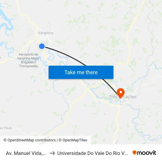 Av. Manuel Vida, 50 to Universidade Do Vale Do Rio Verde map