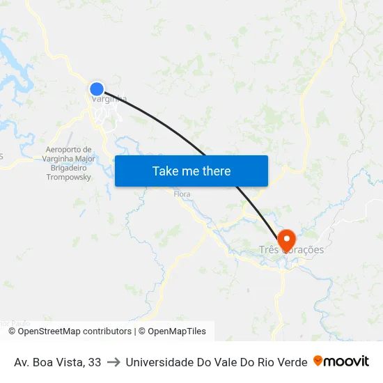 Av. Boa Vista, 33 to Universidade Do Vale Do Rio Verde map