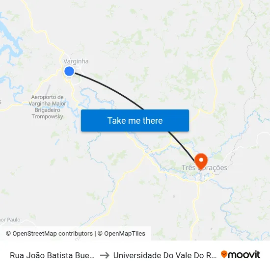 Rua João Batista Bueno, 200 to Universidade Do Vale Do Rio Verde map