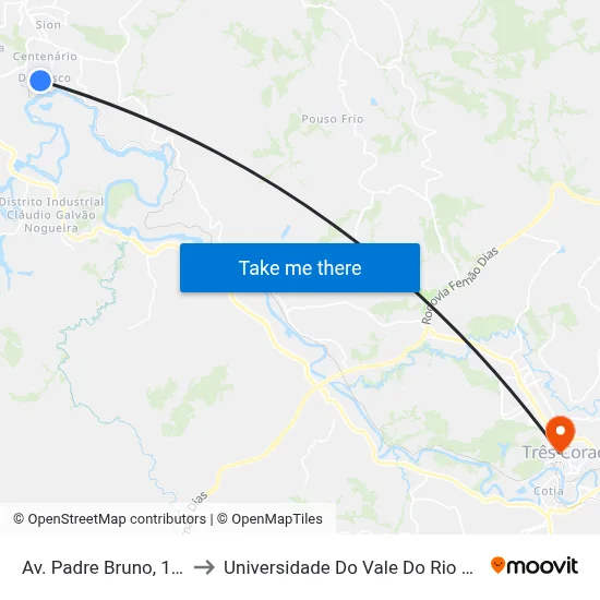 Av. Padre Bruno, 1198 to Universidade Do Vale Do Rio Verde map