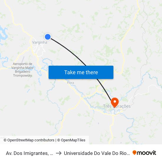 Av. Dos Imigrantes, 3000 to Universidade Do Vale Do Rio Verde map