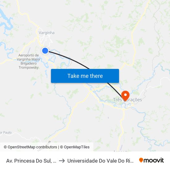 Av. Princesa Do Sul, 2225 to Universidade Do Vale Do Rio Verde map