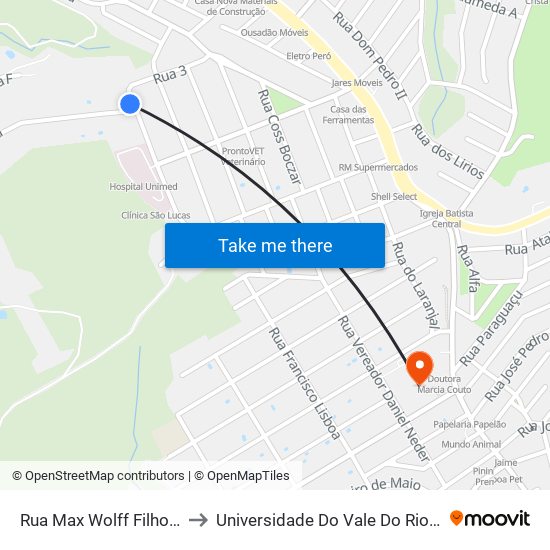 Rua Max Wolff Filho, 415 to Universidade Do Vale Do Rio Verde map