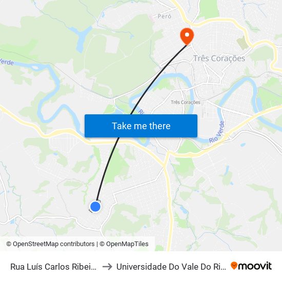 Rua Luís Carlos Ribeiro, 870 to Universidade Do Vale Do Rio Verde map