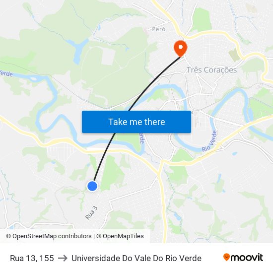 Rua 13, 155 to Universidade Do Vale Do Rio Verde map