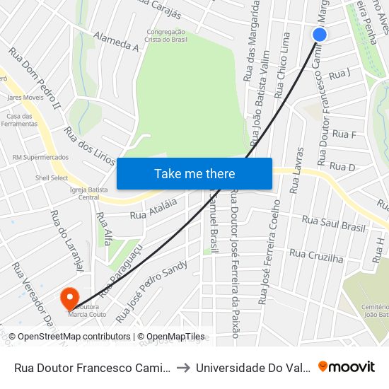 Rua Doutor Francesco Caminada Margotti, 834 to Universidade Do Vale Do Rio Verde map