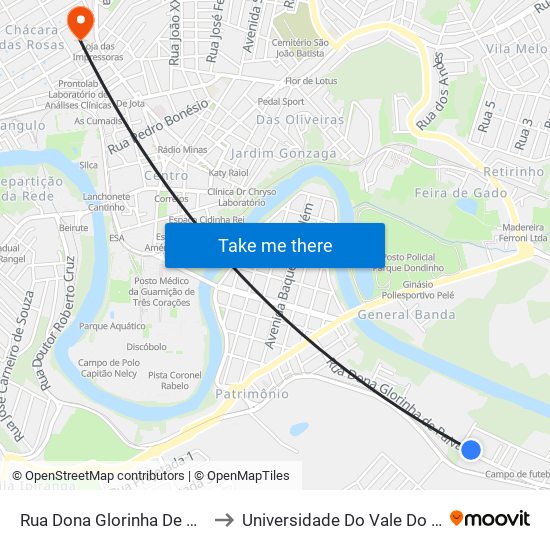 Rua Dona Glorinha De Paiva, 875 to Universidade Do Vale Do Rio Verde map